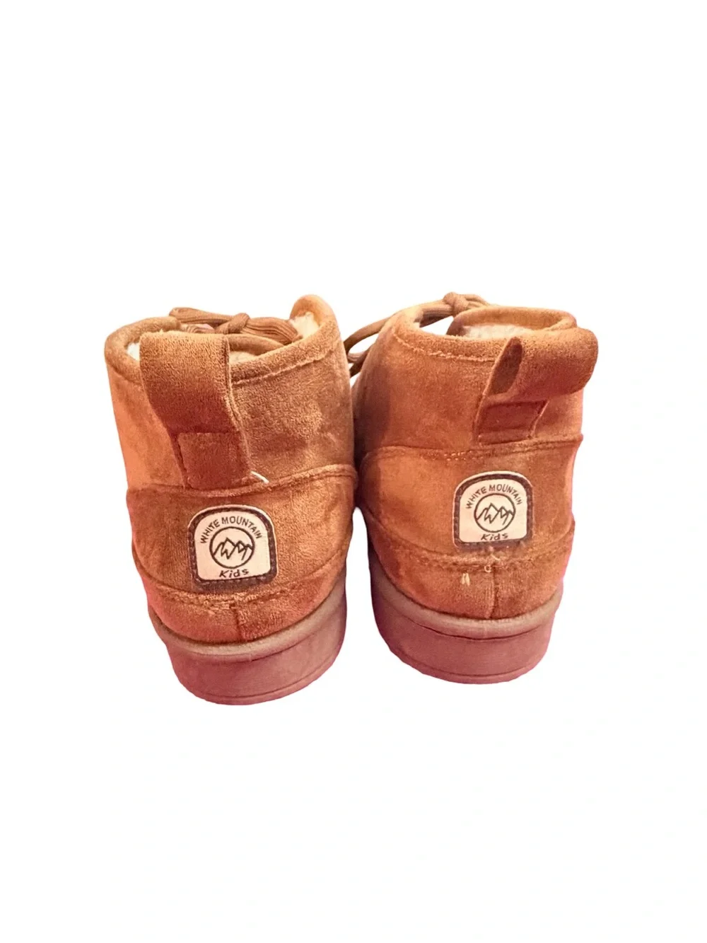 white mountain kids chestnut faux suede shearling lined chukka boots - size 2